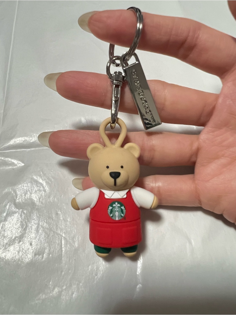 Starbucks 2025 Holiday Bearista reusable cup lid stopper and keychain
